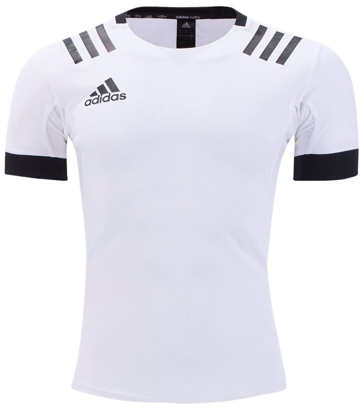 Raar kruipen kosten Adidas 3 Stripes Rugby Jersey - White - Adidas Team Wear